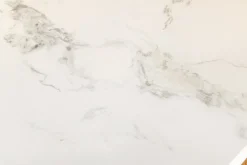 Runder Esstisch ELEGANCIA 130cm weiß Marmor gold Metall mit Säulenfuß