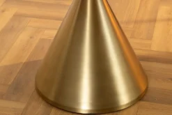 Runder Esstisch ELEGANCIA 130cm weiß Marmor gold Metall mit Säulenfuß