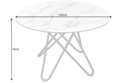 Runder Esstisch ELLIPSE 120cm Marmor weiß Keramik made in Italy Hairpin Legs