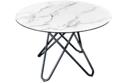 Runder Esstisch ELLIPSE 120cm Marmor weiß Keramik made in Italy Hairpin Legs