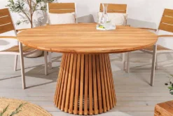 Runder Esstisch EMPIRE TEAK 140cm braun Teakholz Indoor Outdoor wetterfest