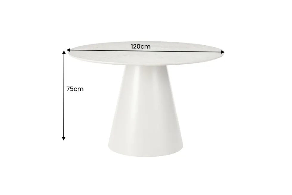 Runder Esstisch EN VOGUE 120cm matt grau Beton-Design mit Säulenfuß