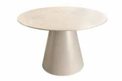 Runder Esstisch EN VOGUE 120cm matt grau Beton-Design mit Säulenfuß