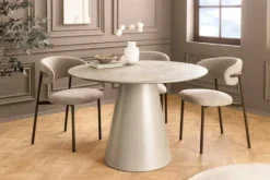 Runder Esstisch EN VOGUE 120cm matt grau Beton-Design mit Säulenfuß