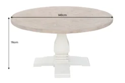 Runder Esstisch HAMPTONS 140cm hellbraun creme recycelte Pinie Massivholz