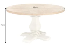 Runder Esstisch HAMPTONS 120cm hellbraun creme recycelte Pinie Massivholz