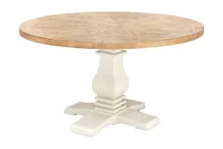 Runder Esstisch HAMPTONS 120cm hellbraun creme recycelte Pinie Massivholz