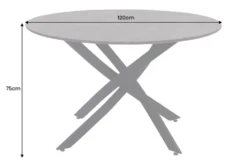 Runder Esstisch HELIX 120cm grau Beton-Design schwarze Metallbeine Sterngestell