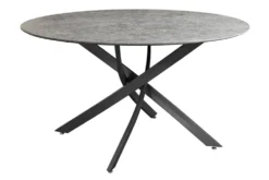 Runder Esstisch HELIX 120cm grau Beton-Design schwarze Metallbeine Sterngestell