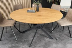 Runder Esstisch HELIX 120cm natur Wildeiche schwarze Metallbeine Sterngestell