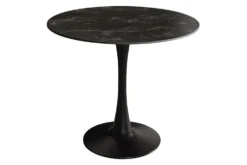 Runder Esstisch LYON 80cm anthrazit Marmor Keramik Bistrotisch schwarzer Säulenfuß