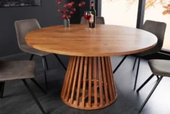 Runder Esstisch MAISON JADE 120cm natur Akazie Massivholz Säulenfuß
