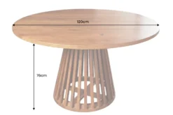 Runder Esstisch MAISON JADE 120cm natur Akazie Massivholz Säulenfuß