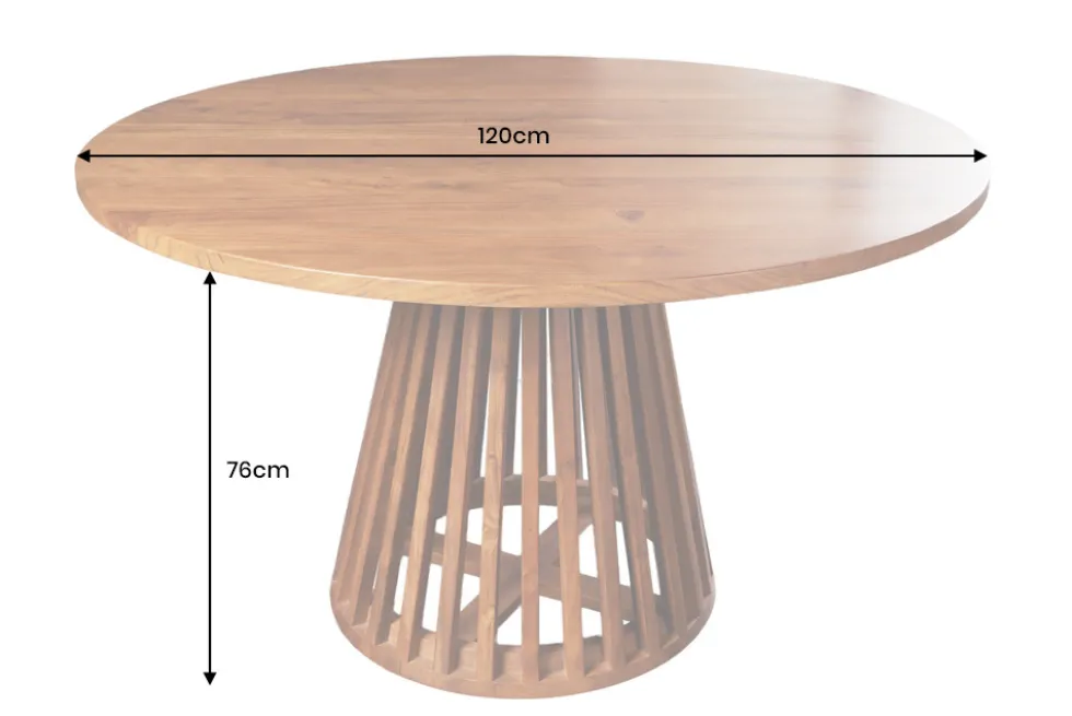 Runder Esstisch MAISON JADE 120cm natur Akazie Massivholz Säulenfuß
