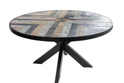 Runder Esstisch MOUNTAIN SOUL 120cm schwarz grau Naturstein Eisen Sterngestell