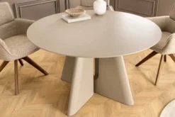 Runder Esstisch ORGANIKO 120cm cement greige mit skulpturalem Säulengestell
