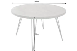 Runder Esstisch SCORPION 80cm grau Mangoholz massiv schwarze Metallbeine Hairpin Legs