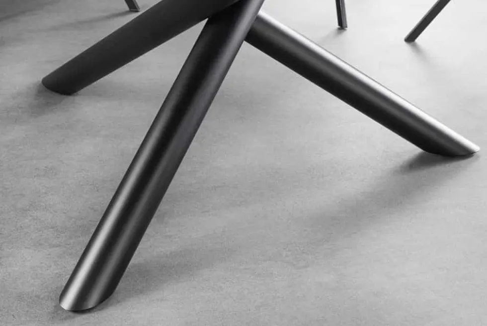 Runder Esstisch SPIN 150cm weiß mit 360° drehbarer Servierplatte Marmor Keramik schwarz