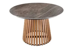 Runder Esstisch VALHALLA 115cm Keramik Lamellen-Design Indoor Outdoor