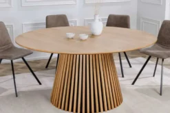 Runder Esstisch VALHALLA WOOD 120cm natur Eichenholz Säulenfuß
