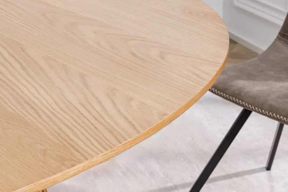 Runder Esstisch VALHALLA WOOD 120cm natur Eichenholz Säulenfuß