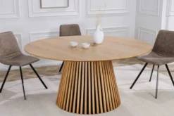 Runder Esstisch VALHALLA WOOD 120cm natur Eichenholz Säulenfuß