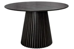 Runder Esstisch VALHALLA WOOD 120cm schwarz Eichenholz Säulenfuß