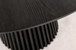 Runder Esstisch VALHALLA WOOD 120cm schwarz Eichenholz Säulenfuß