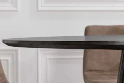 Runder Esstisch VALHALLA WOOD 120cm schwarz Eichenholz Säulenfuß