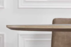 Runder Esstisch VALHALLA WOOD 140cm grau Eichenholz Säulenfuß