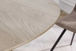 Runder Esstisch VALHALLA WOOD 140cm grau Eichenholz Säulenfuß