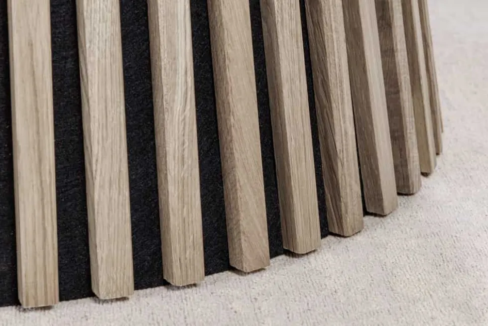 Runder Esstisch VALHALLA WOOD 120cm grau Eichenholz Säulenfuß