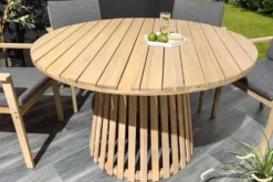 Runder Gartentisch KOPENHAGEN 120cm natur Akazie Massivholz In- und Outdoor wetterfest