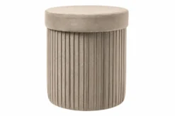 Runder Hocker ÉLAN 40cm champagner greige Samt faltbar mit Stauraum