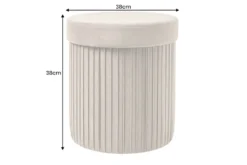 Runder Hocker ÉLAN 40cm champagner greige Samt faltbar mit Stauraum