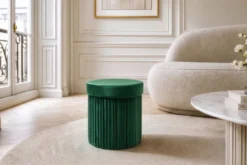Runder Hocker ÉLAN 40cm grün Samt faltbar mit Stauraum