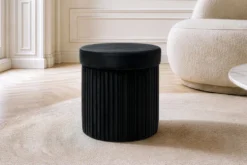 Runder Hocker ÉLAN 40cm schwarz Samt faltbar mit Stauraum
