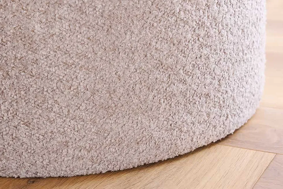 Runder Hocker MODERN BAROCK 50cm champagner Bouclé mit Stauraum