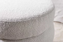 Runder Hocker VOGUE 50cm creme weiß Bouclé Polsterhocker mit Stauraum
