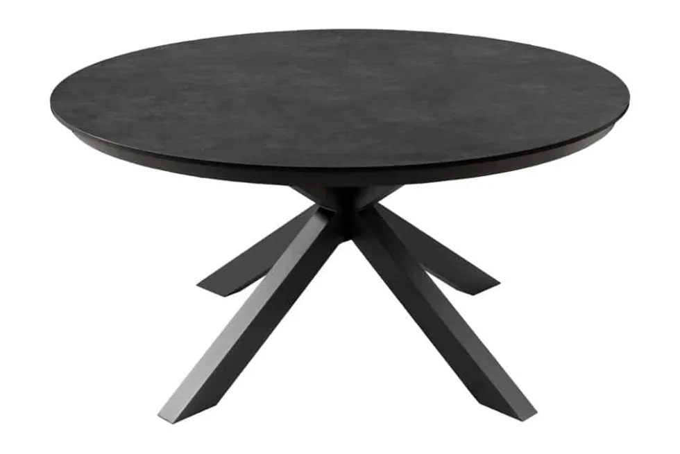 Runder In- und Outdoor Esstisch GALAXY 120cm anthrazit Keramik Aluminium Gartentisch