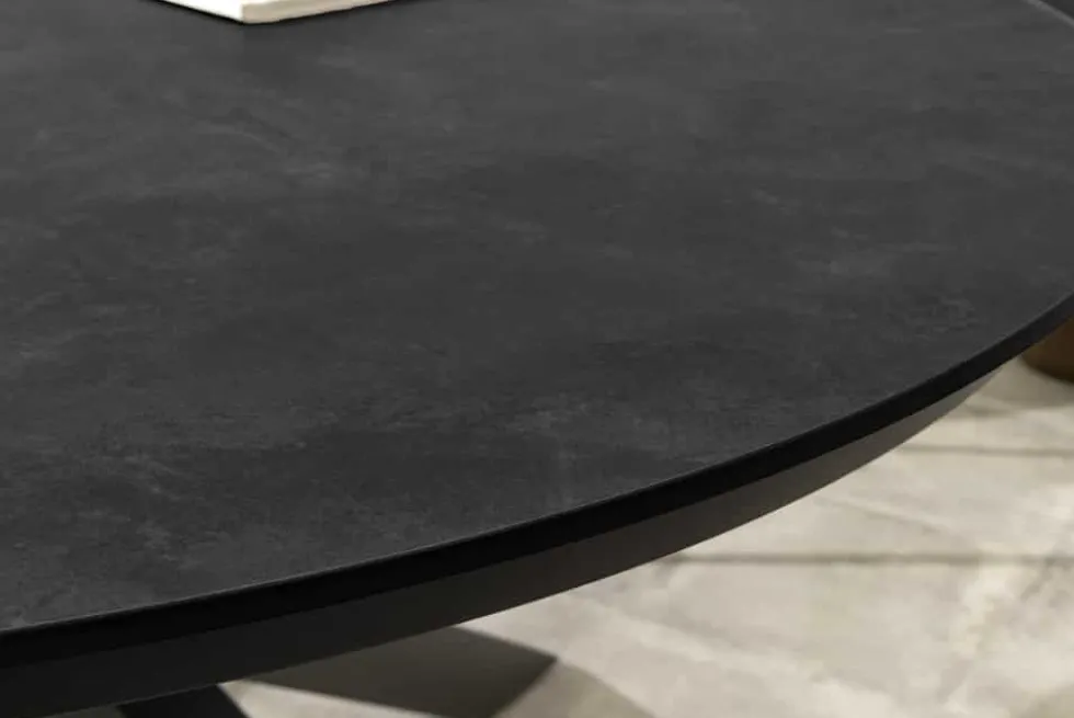 Runder In- und Outdoor Esstisch GALAXY 120cm anthrazit Keramik Aluminium Gartentisch