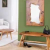 Runder Massivholz Couchtisch MOSAIK 60cm natur Teak Baumstamm handmade