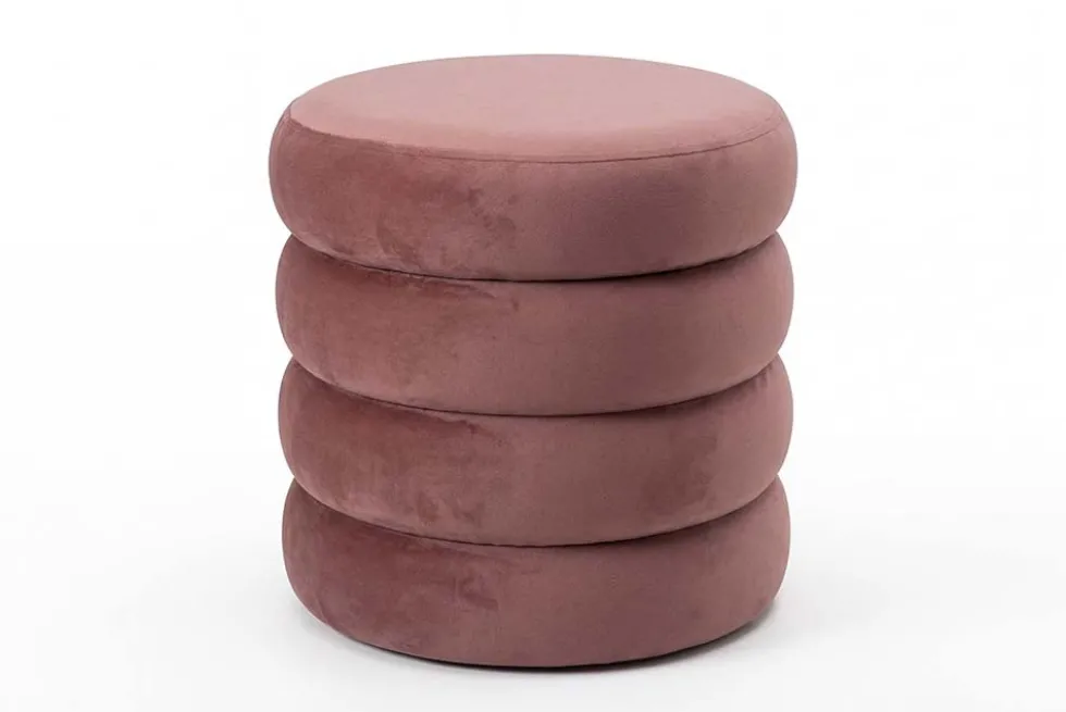 Runder Polsterhocker VOGUE 40cm rosa Samt mit Stauraum