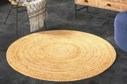 Runder Teppich PURE NATURE 120cm Jute handgewebt Flachgewebe