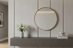 Runder Wandspiegel PORTRAIT 75cm gold mit Metallrahmen