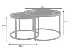 Rundes 2er Set Couchtische ELEGANCE 75cm schwarz gold sand Aurora Oro Keramik