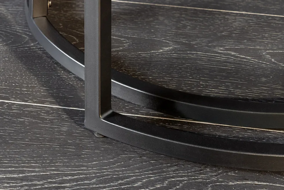 Rundes 2er Set Couchtische ELEGANCE 75cm weiß Keramik schwarz Metall