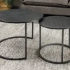 Rundes 2er Set Couchtische MOUNTAIN SOUL 60cm schwarz Naturstein Design Metall