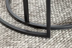 Rundes 2er Set Couchtische MOUNTAIN SOUL 60cm schwarz Naturstein Design Metall