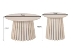 Rundes 2er Set Couchtische VALHALLA WOOD 70cm natur braun Akazie Massivholz